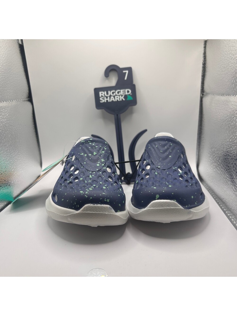 Rugged Shark Koi Fish Slip-On EVA Water Shoes Navy Speckled Kids Size 7 NWT